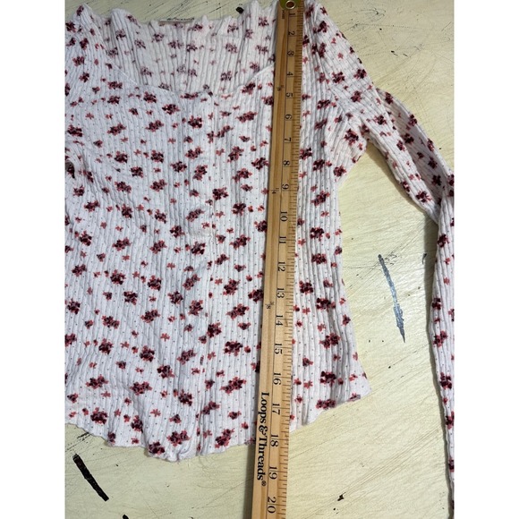 Free People Intimately Floral Button-Up Ribbed Knit Long Sleeve Top - Picture 3 of 8